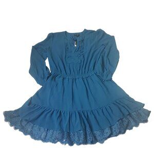 Juicy Couture dress womens size XL Eloquent Petrol solid ruffle flirty dress new